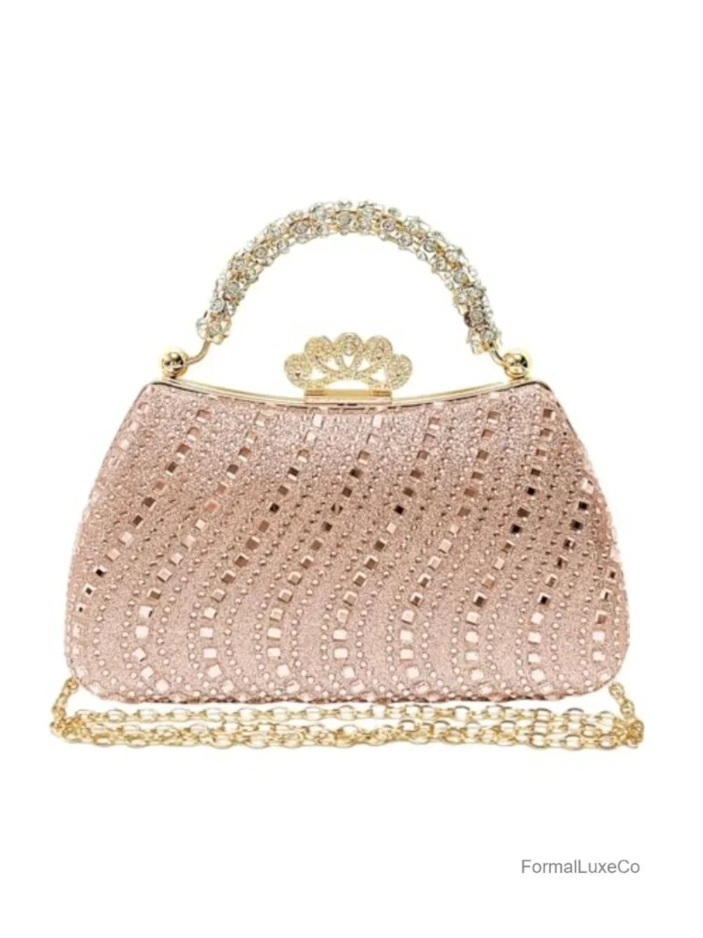 Rhinestone Clutch Purse for Women Sparkly Evening Bag Formal Handbag Crown Clasp